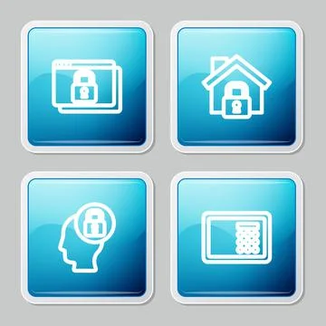 Set line Secure your site with HTTPS, SSL, House under protection, Human head Иллюстрация