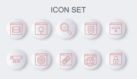 Set line Secure your site with HTTPS, SSL, Search engine, Magnifying glass check Illustration