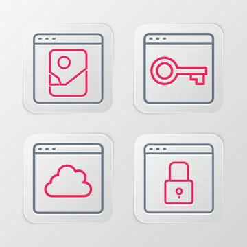 Set line Secure your site with HTTPS, SSL, Cloud technology data transfer, and Иллюстрация