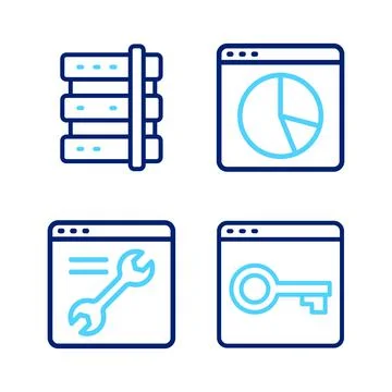 Set line Secure your site with HTTPS, SSL, Browser setting, Graph chart Illustrazione stock