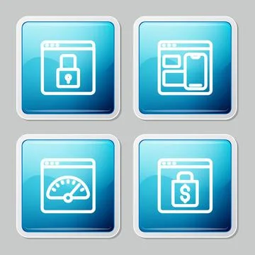 Set line Secure your site with HTTPS, SSL, Web developer programming code Illustrazione stock
