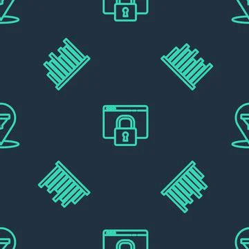 Set line Secure your site with HTTPS, SSL, Pie chart infographic and Location Illustration