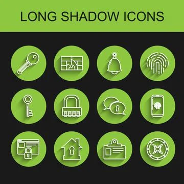 Set line Secure your site with HTTPS, SSL, House under protection, Key Illustration