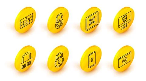 Set line Secure your site with HTTPS, SSL, Smartphone lock, Lock, Safe Illustration