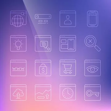 Set line Secure your site with HTTPS, Magnifying glass and delete, Create 库存插图