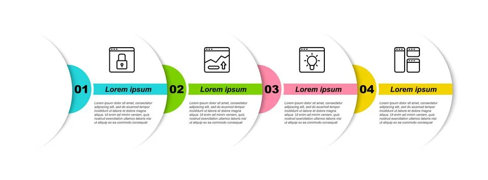 Set line Secure your site with HTTPS, SSL, Financial growth increase, Browser Illustration