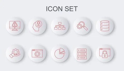 Set line Secure your site with HTTPS, Hand settings gear, Hierarchy organogram イラスト素材