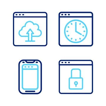 Set line Secure your site with HTTPS, SSL, Mobile phone, Browser window and C 库存插图