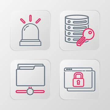 Set line Secure your site with HTTPS, SSL, FTP folder, Server security key an イラスト素材