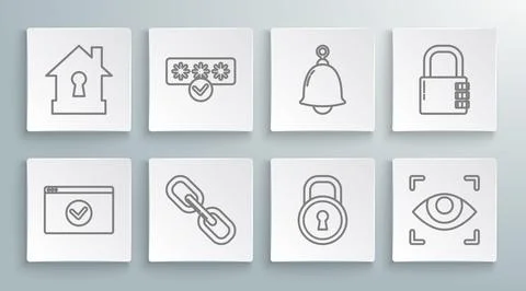Set line Secure your site with HTTPS, SSL, Password protection and safety a.. 库存插图