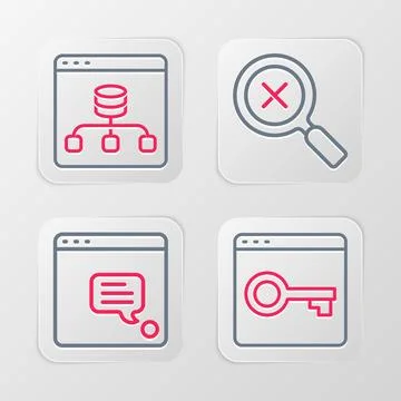 Set line Secure your site with HTTPS, SSL, New chat messages notification, .. Иллюстрация