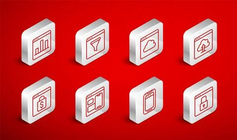 Set line Secure your site with HTTPS, Cloud technology data transfer, uploa.. イラスト素材