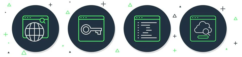 Set line Secure your site with HTTPS, SSL, Browser window, Search engine an.. Illustration