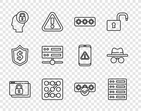 Set line Secure your site with HTTPS, SSL, Server, Data, Web Hosting, Passw.. Иллюстрация