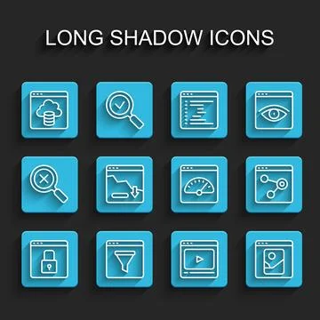 Set line Secure your site with HTTPS, SSL, Browser window, Cloud technology.. Ilustração Stock