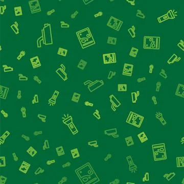 Set line Security camera, Flashlight and Plastic bag of drug on seamless pattern イラスト素材
