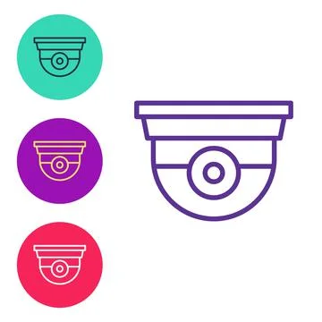 Set line Security camera icon isolated on white background. Set icons colorful Illustrazione stock