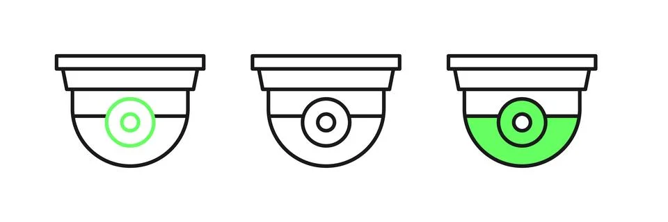 Set line Security camera icon isolated on white background.  Vector Stock Illustration