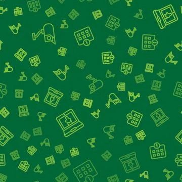 Set line Security camera, Online museum and Information on seamless pattern Illustrazione stock