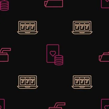 Set line Security camera, Online slot machine with jackpot and Casino chip and Stock Illustration