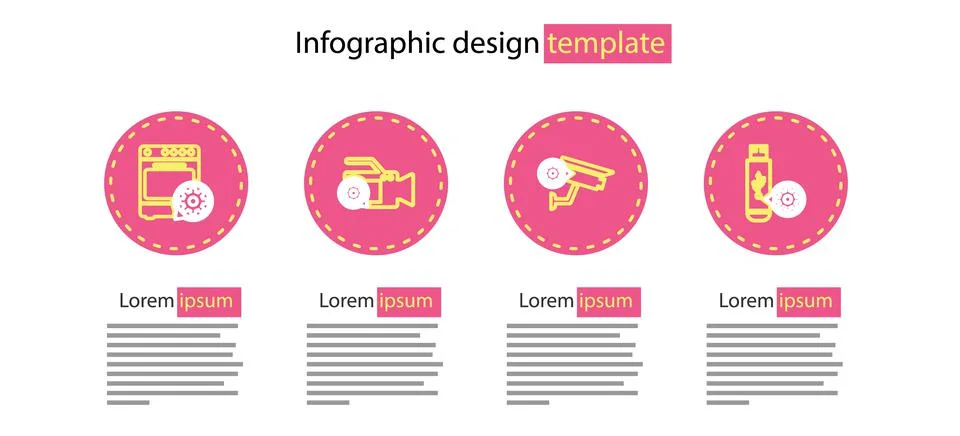 Set line Security camera setting, USB flash drive, Video and Oven icon. Vector Illustrazione stock