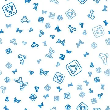 Set line Security camera, Shield and Police car and flasher on seamless pattern イラスト素材