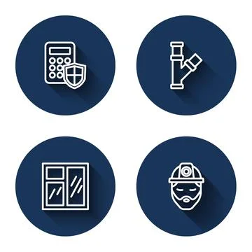 Set line Security keypad access panel, Industry metallic pipe, Window in room Stock Illustration