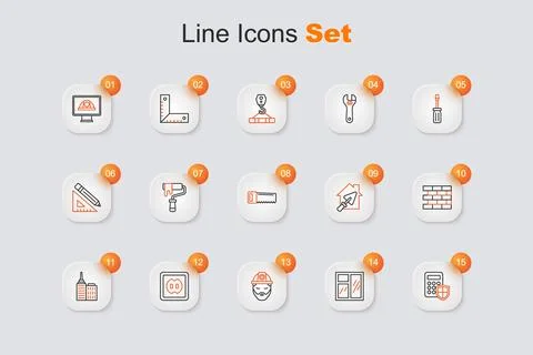 Set line Security keypad access panel, Window in room, Builder, Electrical .. Stock Illustration