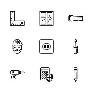 Set line Security keypad access panel, Screwdriver, Pencil with eraser, Ele.. Stock Illustration