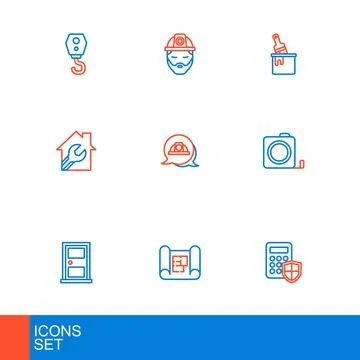 Set line Security keypad access panel, House plan, Closed door, Roulette co.. 스톡 일러스트