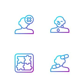 Set line Sedative pills, Solution problem in psychology,  and Tear cry eye. G Illustrazione stock