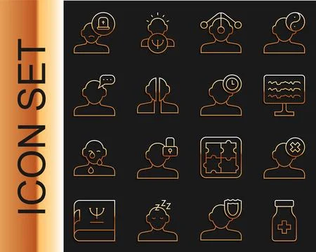 Set line Sedative pills, Solution problem in psychology, Encephalogram, Hypnosis イラスト素材