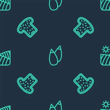Set line Seed, Bread toast and Agriculture wheat field on seamless pattern 스톡 일러스트
