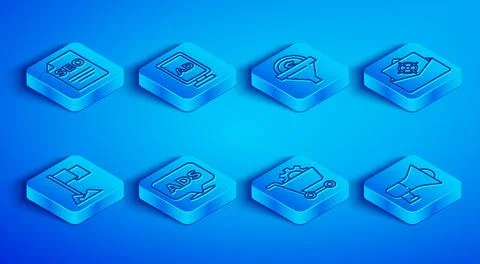 Set line SEO optimization, Advertising, Lead management, Shopping cart, Mai.. Illustrazione stock