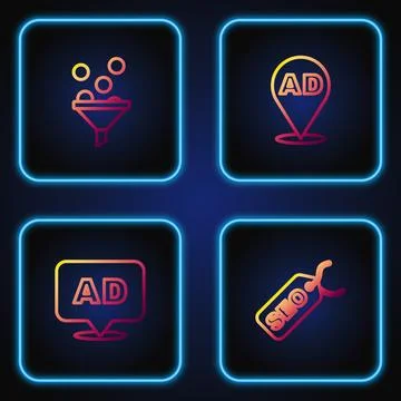 Set line SEO optimization, Advertising, Lead management and . Gradient colo.. 스톡 일러스트