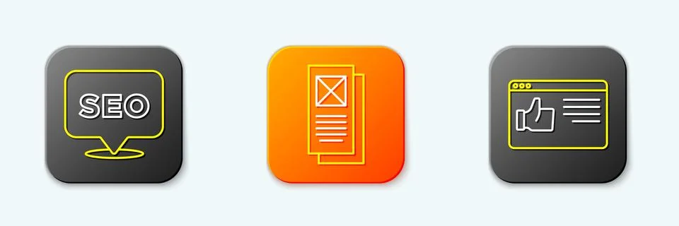 Set line SEO optimization, Browser window and  icon. Vector Stockillustratie