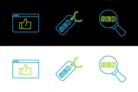 Set line SEO optimization, Customer product rating and  icon. Vector イラスト素材