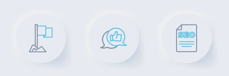 Set line SEO optimization, Customer product rating and Location marker icon.. Stock Illustration