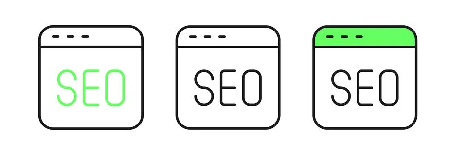 Set line SEO optimization icon isolated on white background.  Vector Stock Illustration