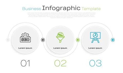 Set line SEO optimization, Lead management and Board with graph chart. Business イラスト素材
