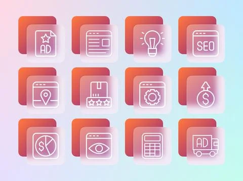 Set line SEO optimization, Personal information collection, Browser setting.. Stock Illustration