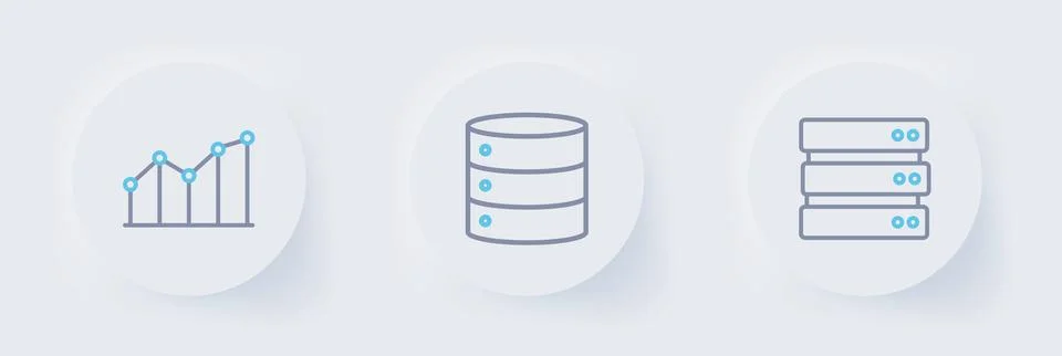 Set line Server,  and Pie chart infographic icon. Vector Stock Illustration