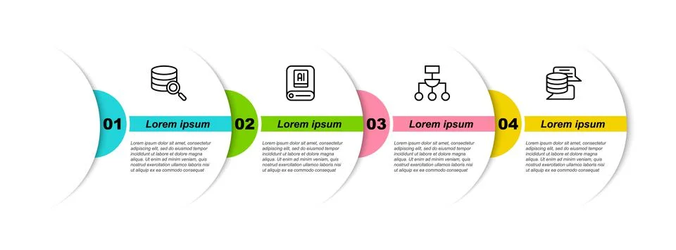 Set line Server, Artificial intelligence AI, Algorithm and Data. Business 스톡 일러스트