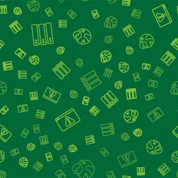 Set line Server, Browser with exclamation mark and Financial growth on seamle Stock Illustration