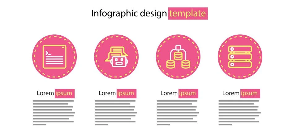 Set line Server, Data, Chat bot and Web developer programming code icon. Vector Stock Illustration