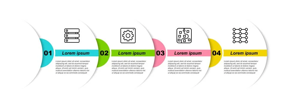 Set line Server, Data, Computer api interface, Neural network and . Busines.. 스톡 일러스트