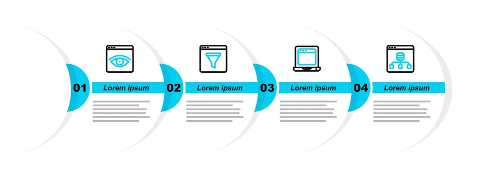 Set line Server, Data, Laptop with browser window, Browser and incognito icon イラスト素材