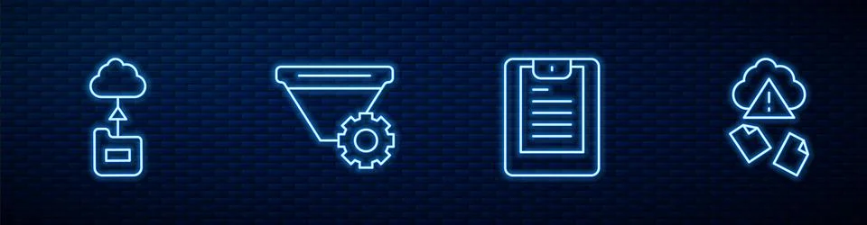 Set line Server, Data report, Cloud technology data transfer, Filter setting and Stock Illustration
