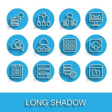 Set line Server, Data report, Data, Web Hosting, Network cloud connection, an Stock Illustration