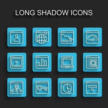 Set line Server, Data, Secure your site with HTTPS, SSL, Create account scr.. Ilustração Stock